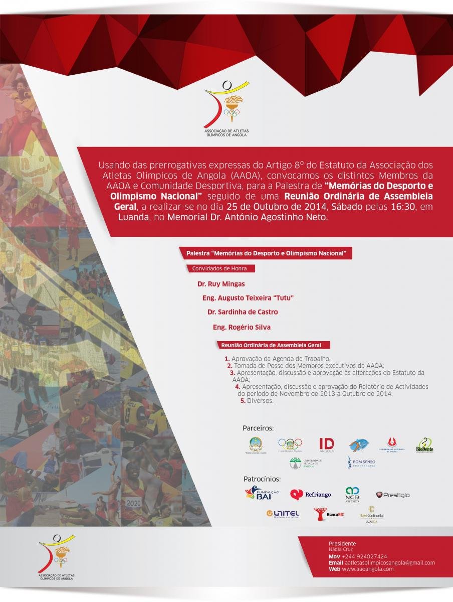 Palestra Memorias do Desporto e Olimpismo Nacional e AG – 25 Outubro Luanda