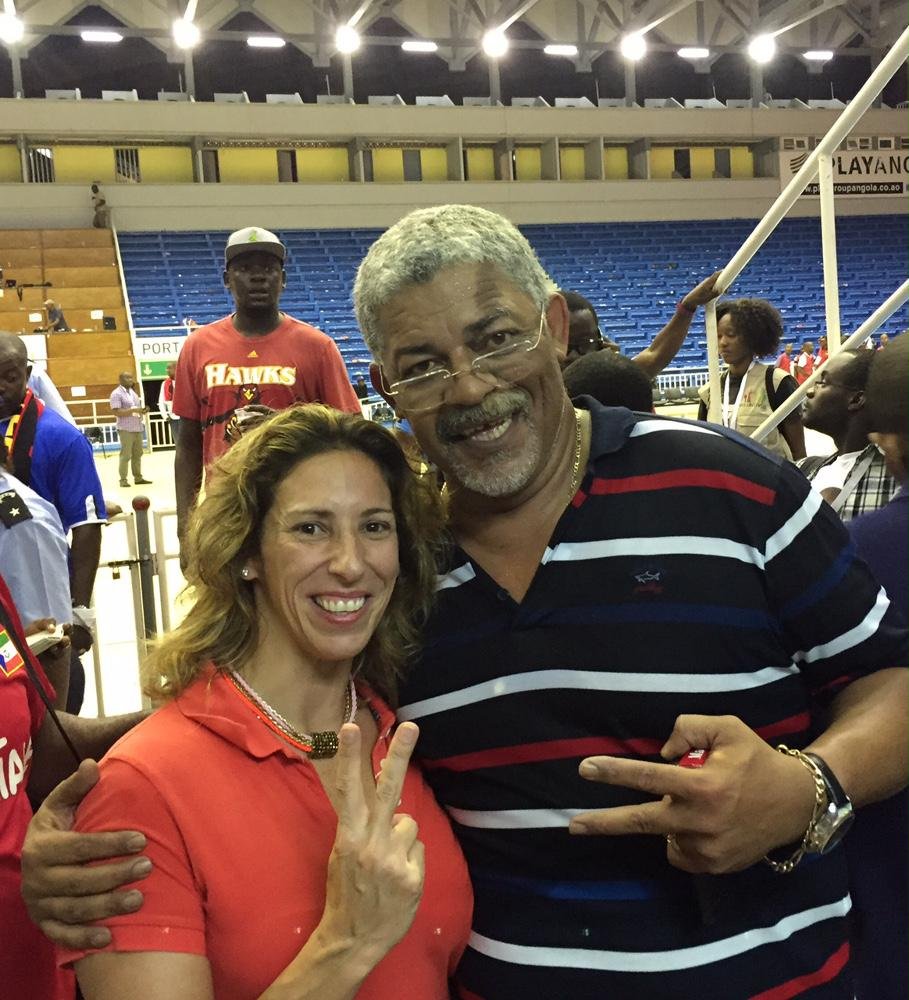 Nadia Cruz (Presidente da Associacao de Atletas Olímpicos de Angola) e Pedro Godinho (Presidente da Federacao Angolana de Andebol)  