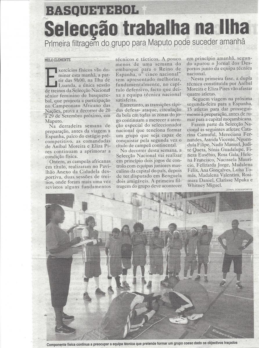 Força Angola Rumo Ao Afrobasquete Feminino – Moçambique-Maputo 20 a 29 Set 2013