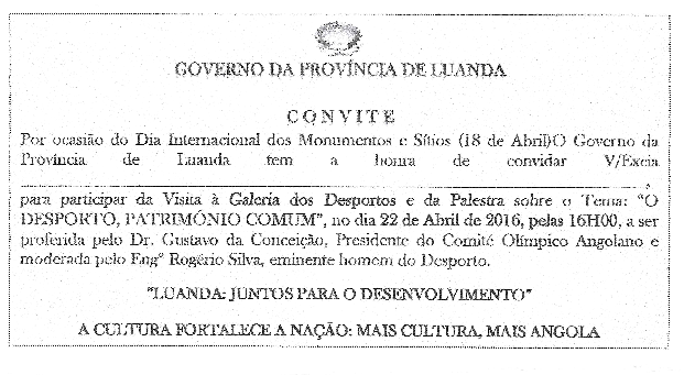Convite – Palestra “O Desporto Património Comum” – 6F 22 Abril – Galeria dos Desportos 16h